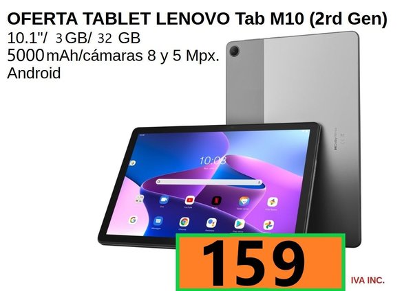 Tablet Lenovo Tab M10 HD (2nd Gen) 10.1"/ 3GB/ 32GB/ Octacore/ Gris Hierro